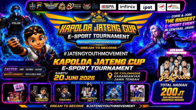 
					Kapolda Jateng Cup 2026 Hadirkan Festival E-Sport, Cosplay, Kuliner hingga Layanan Kesehatan Gratis