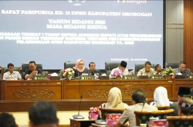 
					Bupati Grobogan Sampaikan Jawaban atas Pandangan Fraksi DPRD terkait Raperda Pertanggungjawaban APBD 2025